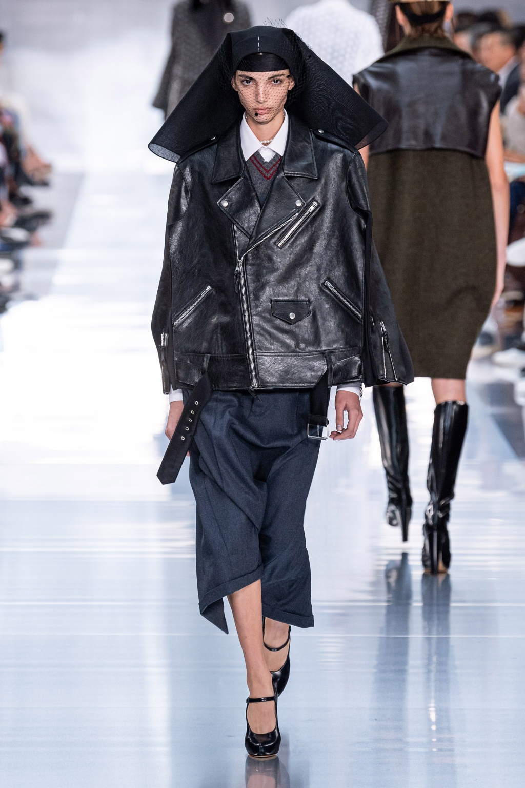 Maison Margiela Leather jacket with decorative sleeves | Women's 